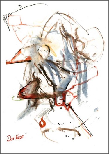 Dessin intitulée "Don Quichotte Дон К…" par Dima Wilms, Œuvre d'art originale, Gouache