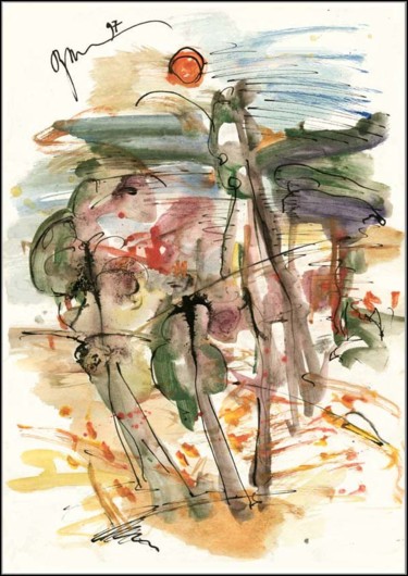 Drawing titled "France  Франция 23" by Dima Wilms, Original Artwork, Gouache