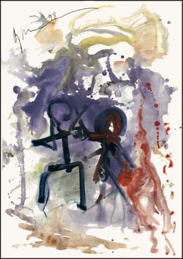 Рисунок под названием "mêlée Поединок Duel…" - Dima Wilms, Подлинное произведение искусства, Гуашь