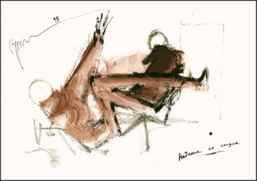 Drawing titled "Fall from the chair…" by Dima Wilms, Original Artwork, Gouache