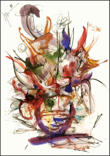 Drawing titled "Bouquet de passage…" by Dima Wilms, Original Artwork, Gouache