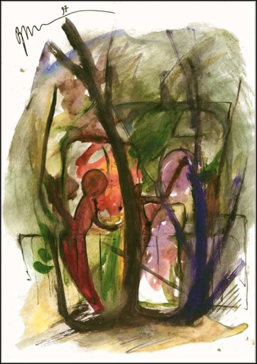 Drawing titled "Near the House  Prè…" by Dima Wilms, Original Artwork, Gouache
