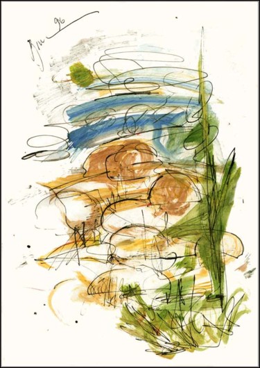Disegno intitolato "Pile  Стога Stacks ц" da Dima Wilms, Opera d'arte originale, Gouache