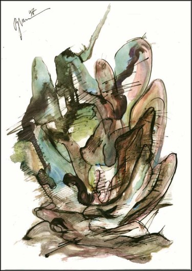 Рисунок под названием "Excroissances Нарос…" - Dima Wilms, Подлинное произведение искусства, Гуашь