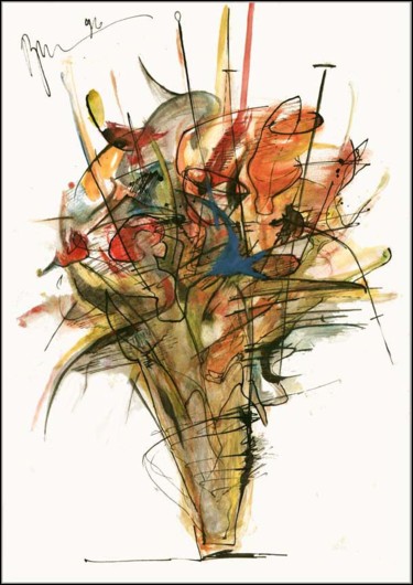 Рисунок под названием "Bouquet. Aiguilles…" - Dima Wilms, Подлинное произведение искусства, Гуашь