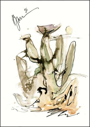 Disegno intitolato "Cactuses  Кактусы 7" da Dima Wilms, Opera d'arte originale, Gouache