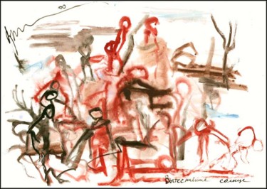 Drawing titled "Ils ont supplanté l…" by Dima Wilms, Original Artwork, Gouache