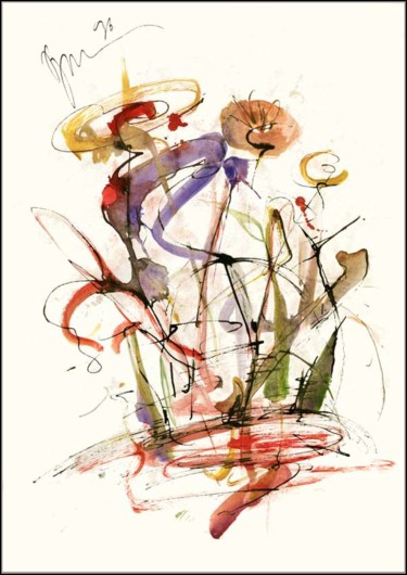 Drawing titled "Flowers, like big h…" by Dima Wilms, Original Artwork, Gouache