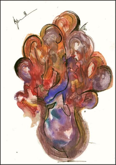Dibujo titulada "Bouquet. Fusion Бук…" por Dima Wilms, Obra de arte original, Gouache