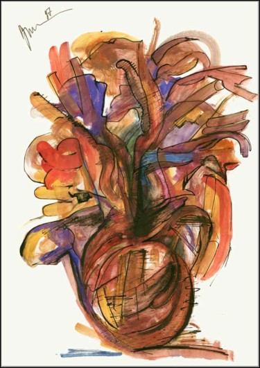 Dibujo titulada "Bouquet. Rubans Бук…" por Dima Wilms, Obra de arte original, Gouache
