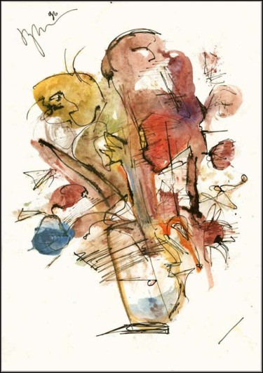 Drawing titled "Bouquet. Semi-déser…" by Dima Wilms, Original Artwork, Gouache