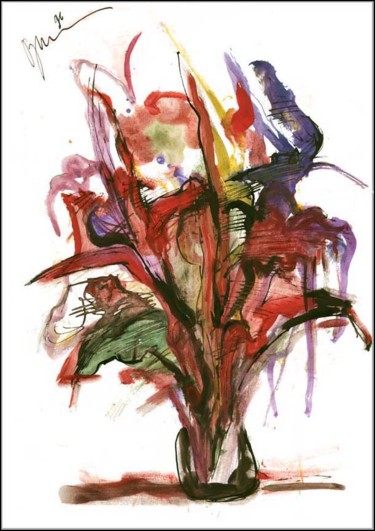 Disegno intitolato "Bouquet with sharp…" da Dima Wilms, Opera d'arte originale, Gouache