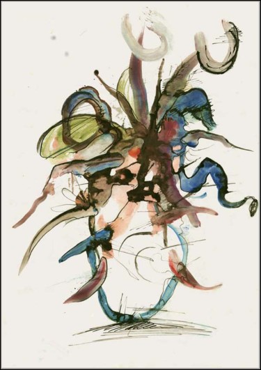 Drawing titled "Bouquet.Cafard Буке…" by Dima Wilms, Original Artwork, Gouache