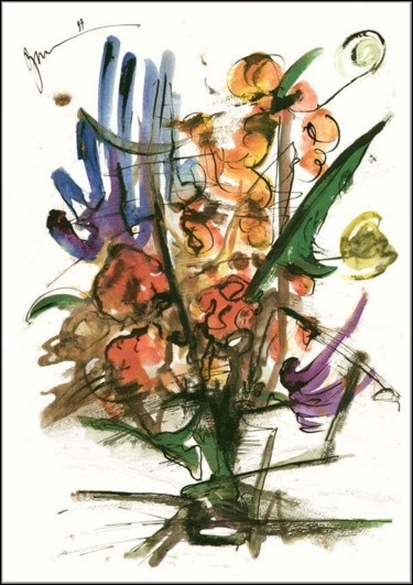Dessin intitulée "Bouquet. Certitude…" par Dima Wilms, Œuvre d'art originale, Gouache
