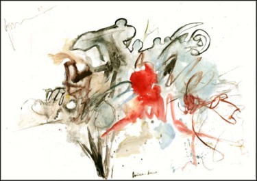 Dessin intitulée "Guerre-vague Война-…" par Dima Wilms, Œuvre d'art originale, Gouache