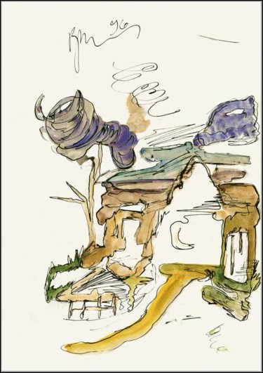 Desenho intitulada "Fazenda Фазенда Hac…" por Dima Wilms, Obras de arte originais, Guache