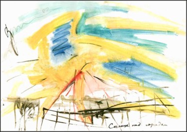 Рисунок под названием "Soleil sur la ville…" - Dima Wilms, Подлинное произведение искусства, Гуашь