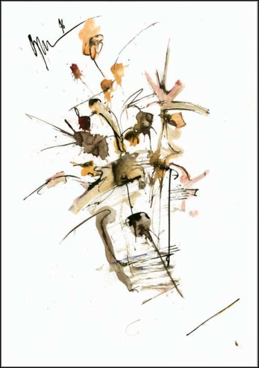 Disegno intitolato "Bouquet Éclaboussur…" da Dima Wilms, Opera d'arte originale, Gouache