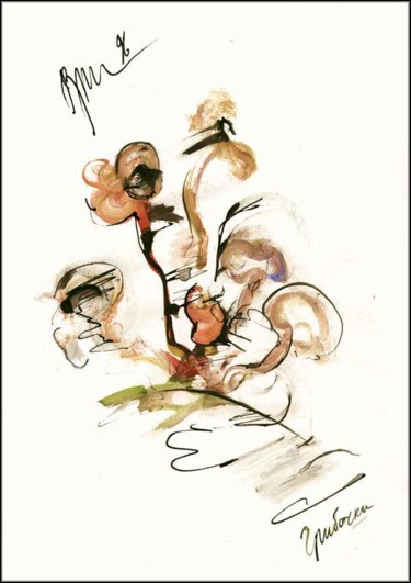 Рисунок под названием "petits champignons…" - Dima Wilms, Подлинное произведение искусства, Гуашь