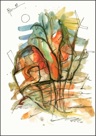 Рисунок под названием "aube Заря Dawn 6" - Dima Wilms, Подлинное произведение искусства, Гуашь