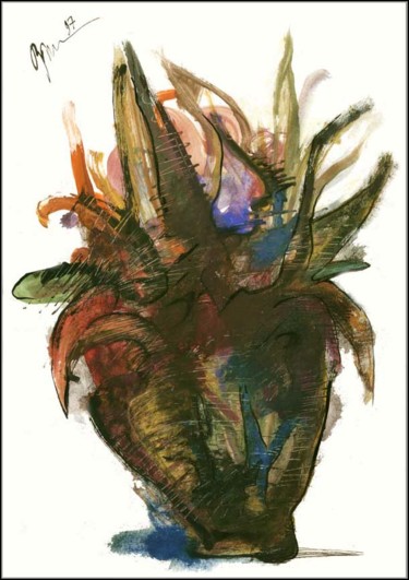Рисунок под названием "Bouquet  Sunrise co…" - Dima Wilms, Подлинное произведение искусства, Гуашь