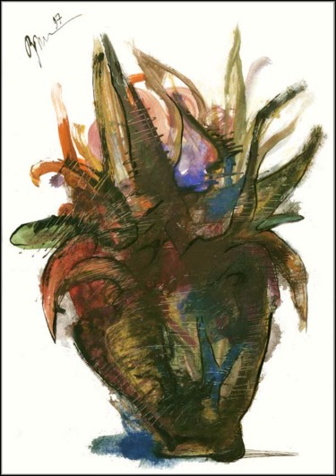 Drawing titled "Bouquet  Sunrise co…" by Dima Wilms, Original Artwork, Gouache