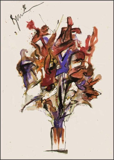 Drawing titled "Bouquet de renard R…" by Dima Wilms, Original Artwork, Gouache