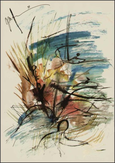 Dessin intitulée "Pêcheurs Рыбаки Fis…" par Dima Wilms, Œuvre d'art originale, Gouache