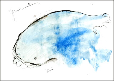 Dessin intitulée "Baleine Кит  whale" par Dima Wilms, Œuvre d'art originale, Gouache