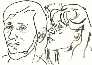 Dibujo titulada "Пара   Couple  33" por Dima Wilms, Obra de arte original, Gouache