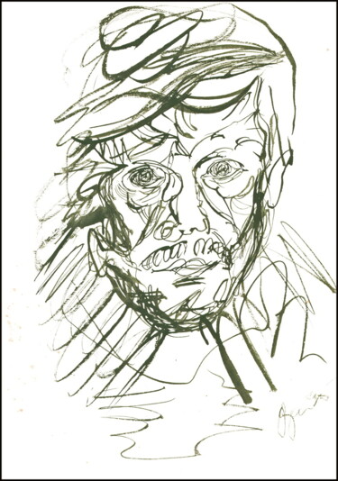 Disegno intitolato "L'artiste est un ou…" da Dima Wilms, Opera d'arte originale, Gouache
