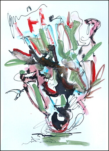 Drawing titled "Букет  Bouquet 27" by Dima Wilms, Original Artwork, Gouache