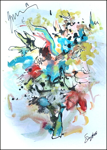 Drawing titled "Букет  Bouquet 864" by Dima Wilms, Original Artwork, Watercolor