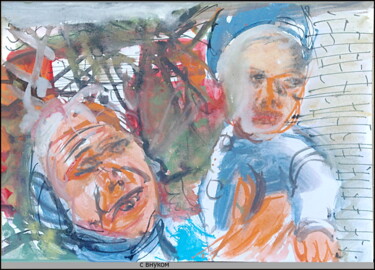 Рисунок под названием "С внуком Avec petit…" - Dima Wilms, Подлинное произведение искусства, Гуашь