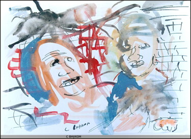 Рисунок под названием "С внуком Avec petit…" - Dima Wilms, Подлинное произведение искусства, Акварель