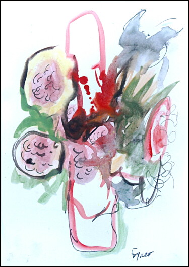 Drawing titled "Bouquet  Букет 23" by Dima Wilms, Original Artwork, Gouache