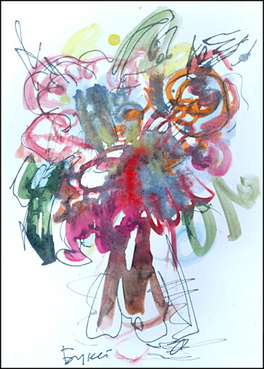 Рисунок под названием "Bouquet  Букет 7454" - Dima Wilms, Подлинное произведение искусства, Гуашь