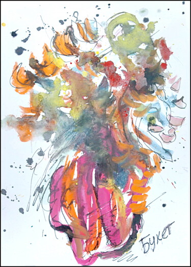Drawing titled "Bouquet  Букет 75" by Dima Wilms, Original Artwork, Gouache