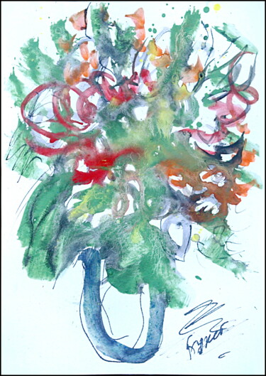 Drawing titled "Bouquet  Букет 84" by Dima Wilms, Original Artwork, Gouache