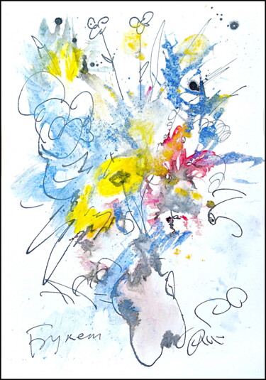 Disegno intitolato "Bouquet  Букет 976" da Dima Wilms, Opera d'arte originale, Gouache