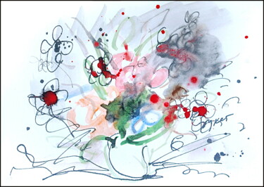 Drawing titled "Bouquet  Букет 943" by Dima Wilms, Original Artwork, Gouache