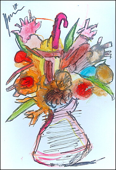 Drawing titled "Bouquet  Букет 05" by Dima Wilms, Original Artwork, Gouache
