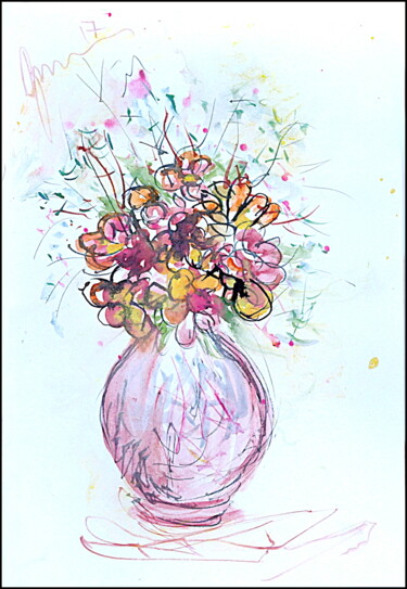 Рисунок под названием "Bouquet  Букет 87459" - Dima Wilms, Подлинное произведение искусства, Гуашь