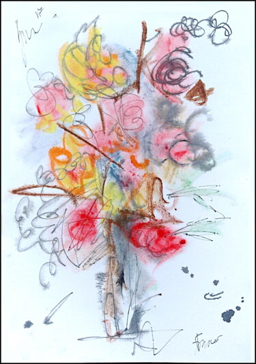 Drawing titled "Bouquet  Букет 606" by Dima Wilms, Original Artwork, Gouache