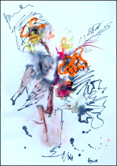 Drawing titled "Bouquet  Букет 064" by Dima Wilms, Original Artwork, Gouache