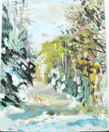 Painting titled "paysage пейзаж 4636…" by Dima Wilms, Original Artwork, Acrylic