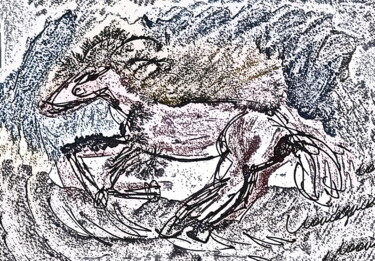 Artes digitais intitulada "Horse Cheval лошадь" por Dima Wilms, Obras de arte originais, Trabalho Digital 2D