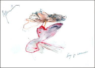 Dessin intitulée "running after an an…" par Dima Wilms, Œuvre d'art originale, Aquarelle