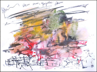 Рисунок под названием "houses below, natur…" - Dima Wilms, Подлинное произведение искусства, Акварель