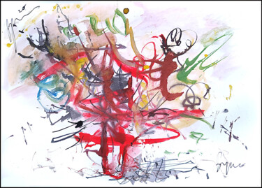 Disegno intitolato "abstract bouquet 76…" da Dima Wilms, Opera d'arte originale, Acquarello